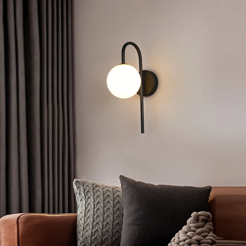 Interior LED Wall Lamps Wall Lighting Fixtures for Bedroom Living Room Indoor Frosted Glass Ball Wall Sconce for Corridor Aisle
