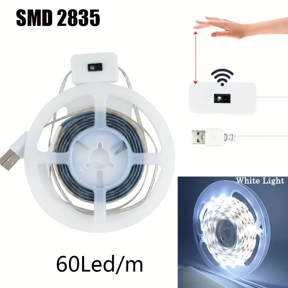 Smart USB Led Strip Light SMD2835 5V Motion Sensor Hand Scan ON OFF Control Backlight Tape for TV Kitchen Cabinet Wardrobe
