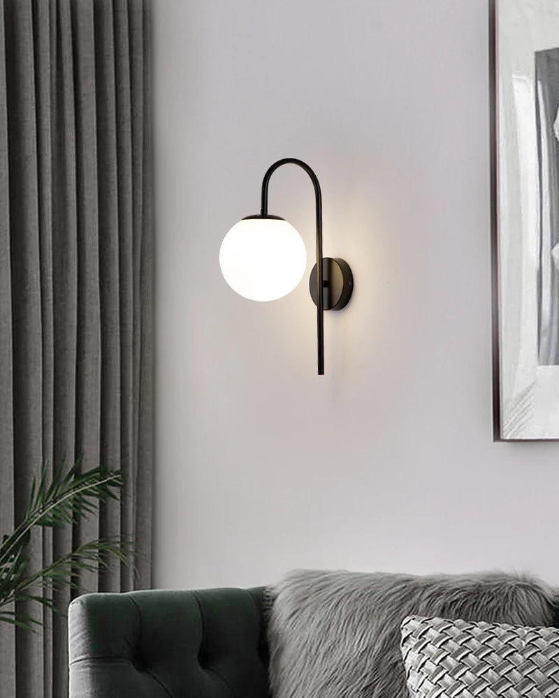 Interior LED Wall Lamps Wall Lighting Fixtures for Bedroom Living Room Indoor Frosted Glass Ball Wall Sconce for Corridor Aisle