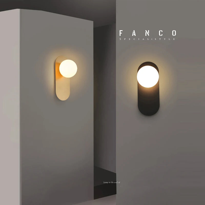 Interior LED Wall Lamps Wall Lighting Fixtures for Bedroom Living Room Indoor Frosted Glass Ball Wall Sconce for Corridor Aisle