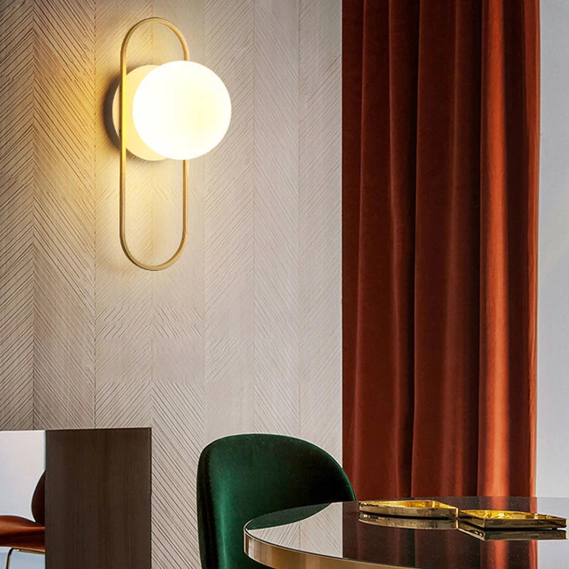 Interior LED Wall Lamps Wall Lighting Fixtures for Bedroom Living Room Indoor Frosted Glass Ball Wall Sconce for Corridor Aisle