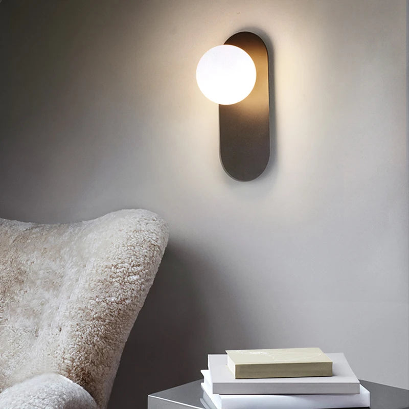 Interior LED Wall Lamps Wall Lighting Fixtures for Bedroom Living Room Indoor Frosted Glass Ball Wall Sconce for Corridor Aisle
