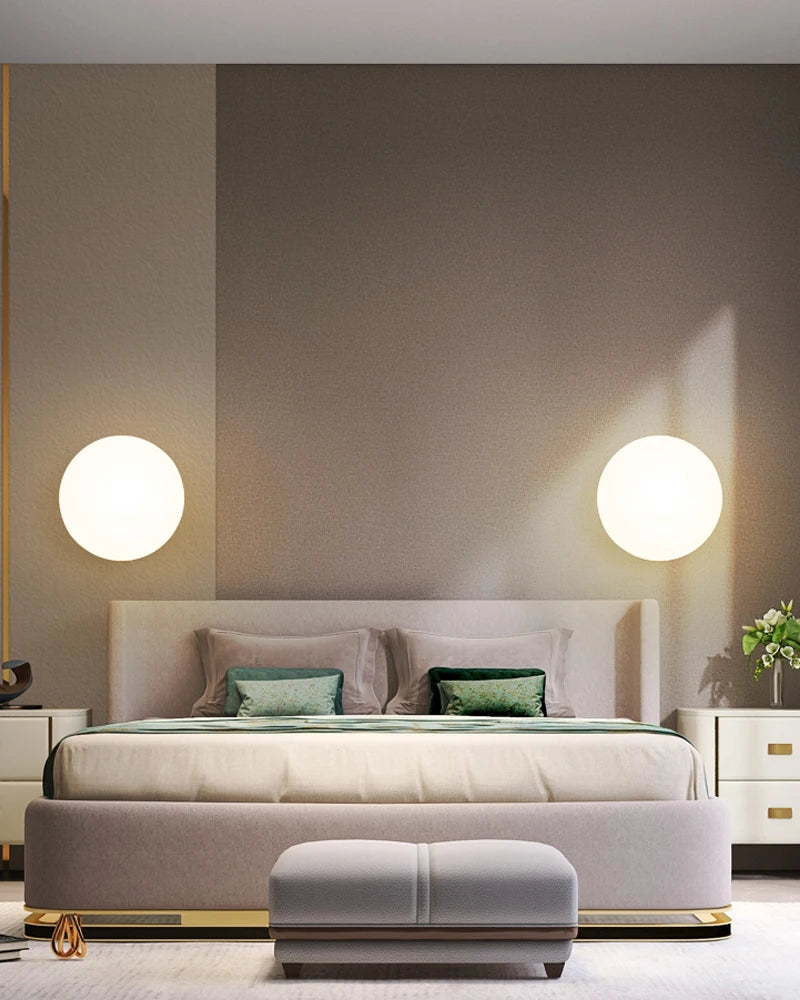 Interior LED Wall Lamps Wall Lighting Fixtures for Bedroom Living Room Indoor Frosted Glass Ball Wall Sconce for Corridor Aisle