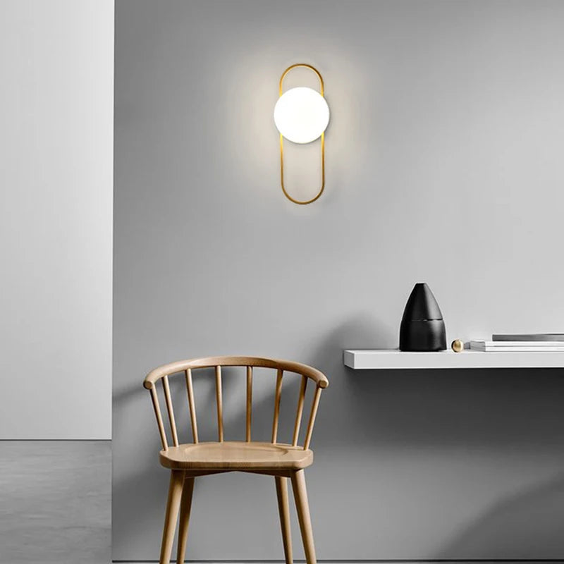 Interior LED Wall Lamps Wall Lighting Fixtures for Bedroom Living Room Indoor Frosted Glass Ball Wall Sconce for Corridor Aisle