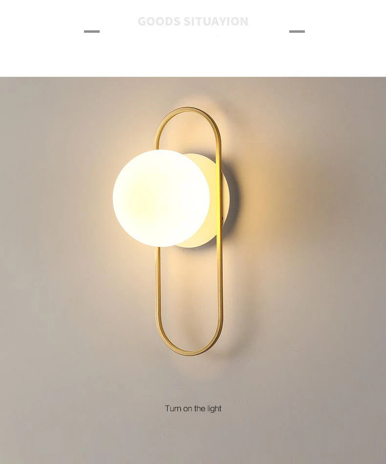 Interior LED Wall Lamps Wall Lighting Fixtures for Bedroom Living Room Indoor Frosted Glass Ball Wall Sconce for Corridor Aisle