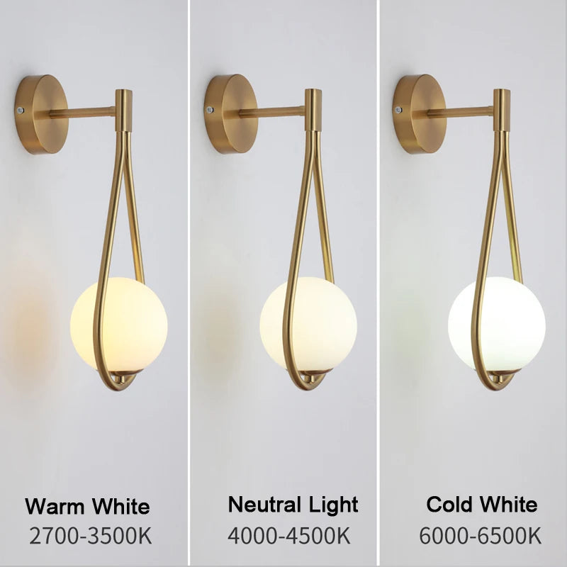 Interior LED Wall Lamps Wall Lighting Fixtures for Bedroom Living Room Indoor Frosted Glass Ball Wall Sconce for Corridor Aisle