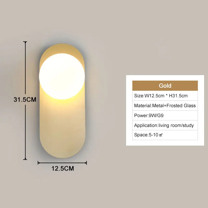 Interior LED Wall Lamps Wall Lighting Fixtures for Bedroom Living Room Indoor Frosted Glass Ball Wall Sconce for Corridor Aisle