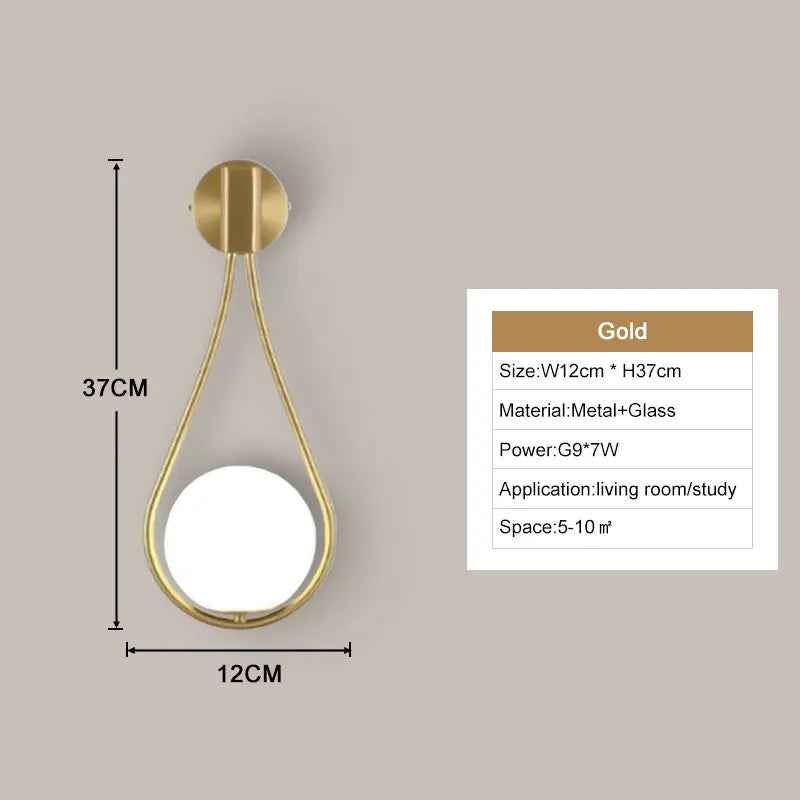 Interior LED Wall Lamps Wall Lighting Fixtures for Bedroom Living Room Indoor Frosted Glass Ball Wall Sconce for Corridor Aisle