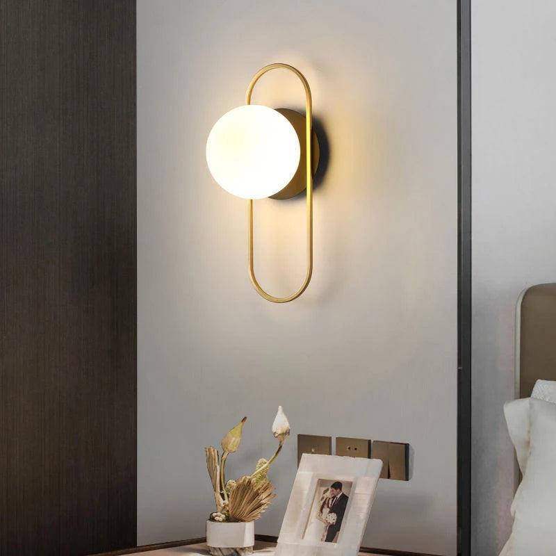 Interior LED Wall Lamps Wall Lighting Fixtures for Bedroom Living Room Indoor Frosted Glass Ball Wall Sconce for Corridor Aisle