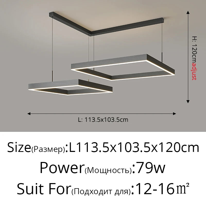 New modern Ceiling chandelier living room concise pendent lamp dining room square Nordic lamps led Ceiling living room lights