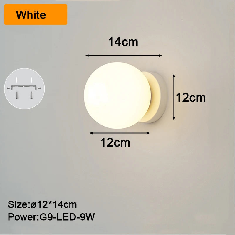 Interior LED Wall Lamps Wall Lighting Fixtures  for Bedroom Living Room Indoor Frosted Glass Ball Wall Sconce for Corridor Aisle