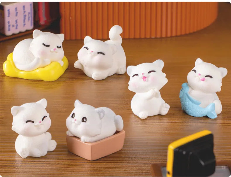 Figurines Miniatures Cute Cartoon Cat Kitten Micro Landscape Ornaments For Home Decorations Decor For Room Desk Accessories Gift