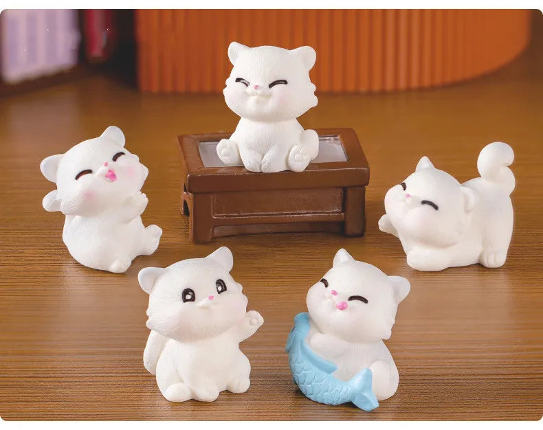 Figurines Miniatures Cute Cartoon Cat Kitten Micro Landscape Ornaments For Home Decorations Decor For Room Desk Accessories Gift