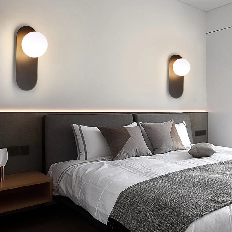 Interior LED Wall Lamps Wall Lighting Fixtures  for Bedroom Living Room Indoor Frosted Glass Ball Wall Sconce for Corridor Aisle