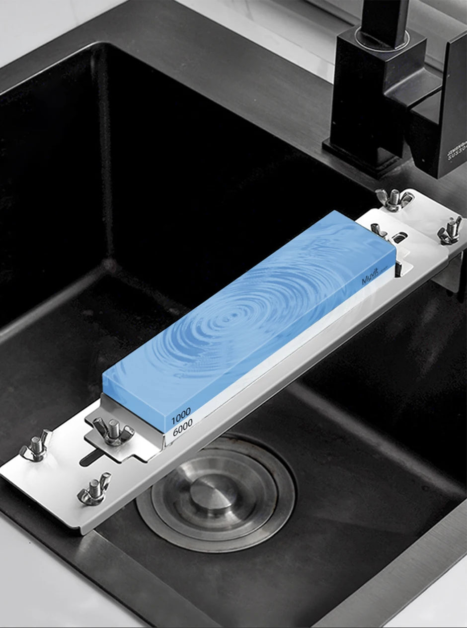 Whetstone Knife Sharpener Water Stone Plate Grinding Stone Base with Angle Guide Adjustable Whetstones Sink Bridge Holder