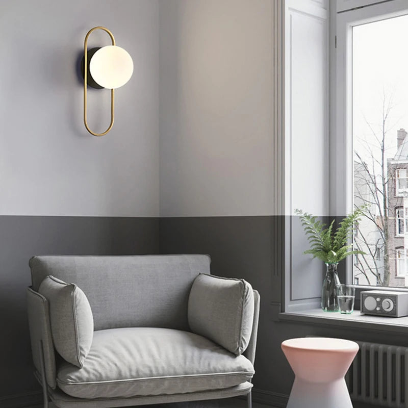 Interior LED Wall Lamps Wall Lighting Fixtures  for Bedroom Living Room Indoor Frosted Glass Ball Wall Sconce for Corridor Aisle