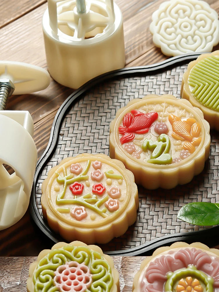Flower Shaped Mooncake Mold Hand Press Stamp Fondant Moon Cake Decorating Tools Kitchen Cookie Cutter Pastry Baking Tool