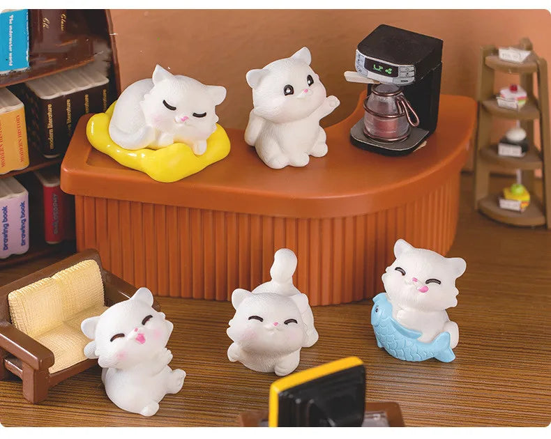 Figurines Miniatures Cute Cartoon Cat Kitten Micro Landscape Ornaments For Home Decorations Decor For Room Desk Accessories Gift