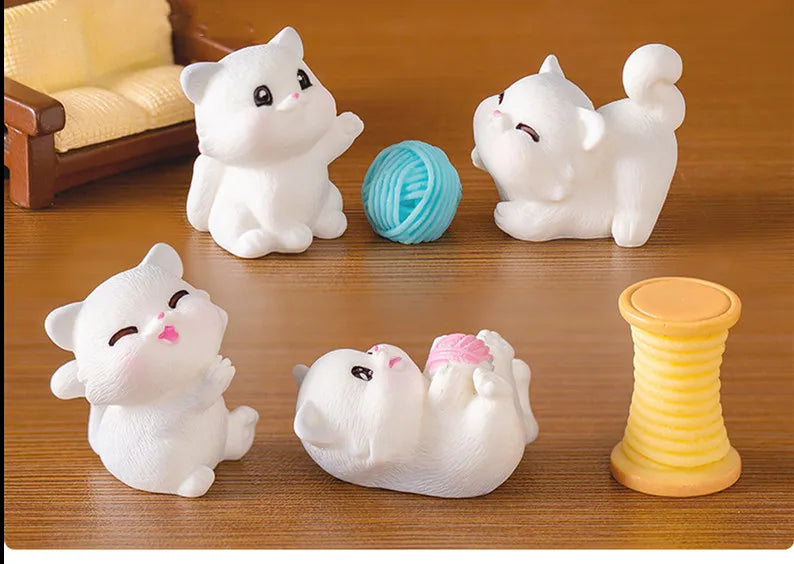Figurines Miniatures Cute Cartoon Cat Kitten Micro Landscape Ornaments For Home Decorations Decor For Room Desk Accessories Gift