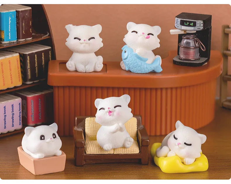 Figurines Miniatures Cute Cartoon Cat Kitten Micro Landscape Ornaments For Home Decorations Decor For Room Desk Accessories Gift