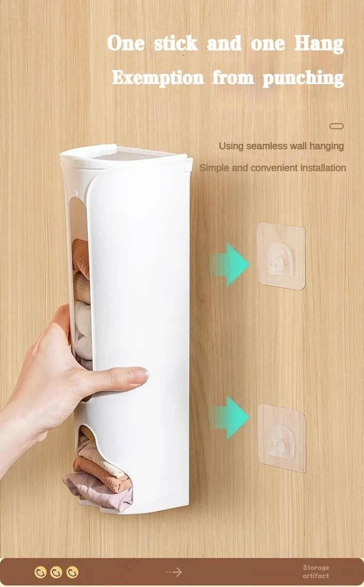 1PC Wall Mounted Storage Box multifunctional Pull-Out Underwear Storage Box Household Kitchen Plastic Grocery Bags Dispenser