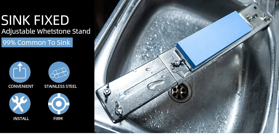 Whetstone Knife Sharpener Water Stone Plate Grinding Stone Base with Angle Guide Adjustable Whetstones Sink Bridge Holder