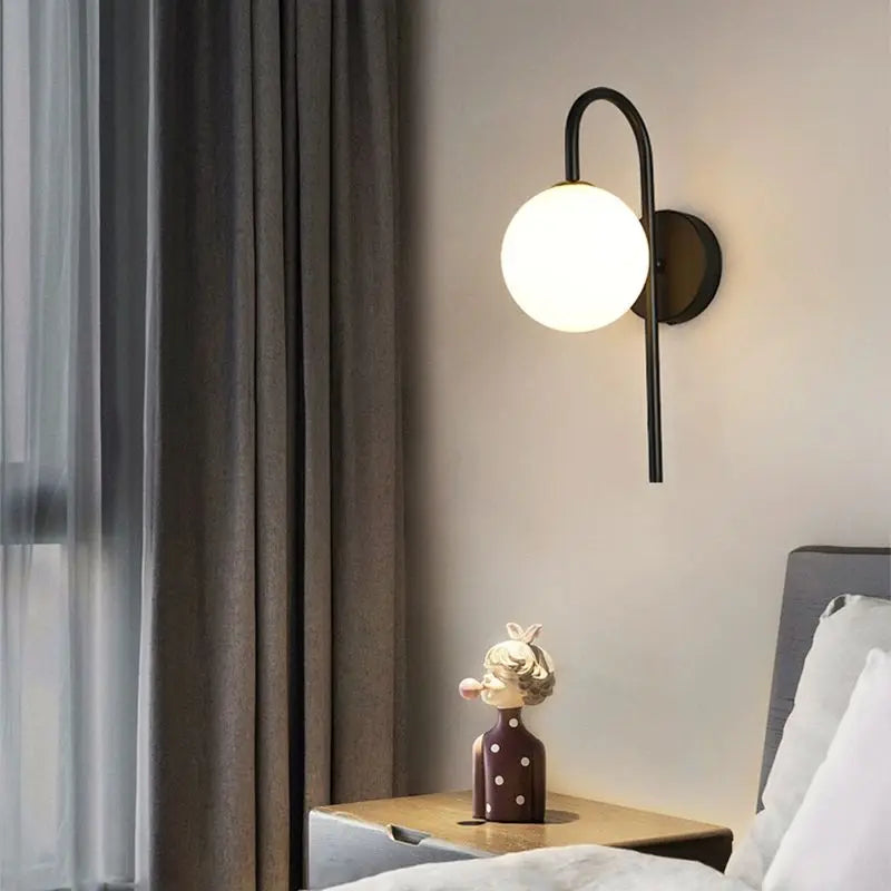 Interior LED Wall Lamps Wall Lighting Fixtures  for Bedroom Living Room Indoor Frosted Glass Ball Wall Sconce for Corridor Aisle