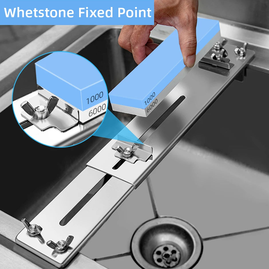 Whetstone Knife Sharpener Water Stone Plate Grinding Stone Base with Angle Guide Adjustable Whetstones Sink Bridge Holder