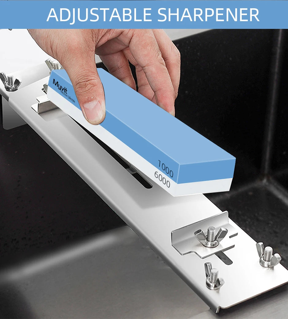 Whetstone Knife Sharpener Water Stone Plate Grinding Stone Base with Angle Guide Adjustable Whetstones Sink Bridge Holder