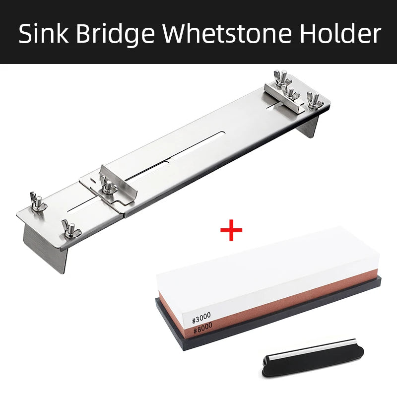 Whetstone Knife Sharpener Water Stone Plate Grinding Stone Base with Angle Guide Adjustable Whetstones Sink Bridge Holder